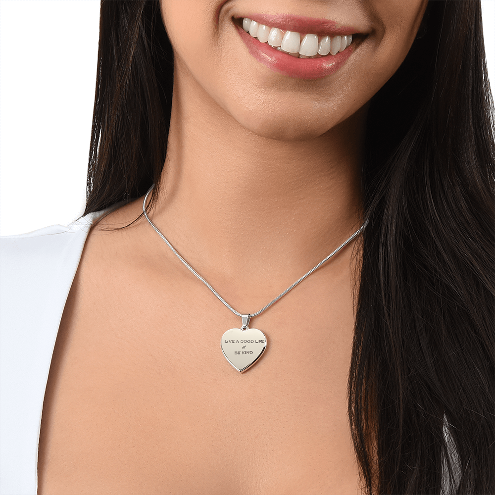 The Message: Live a Good Life & Be Kind Heart Necklace | Engraved Personalized Jewelry