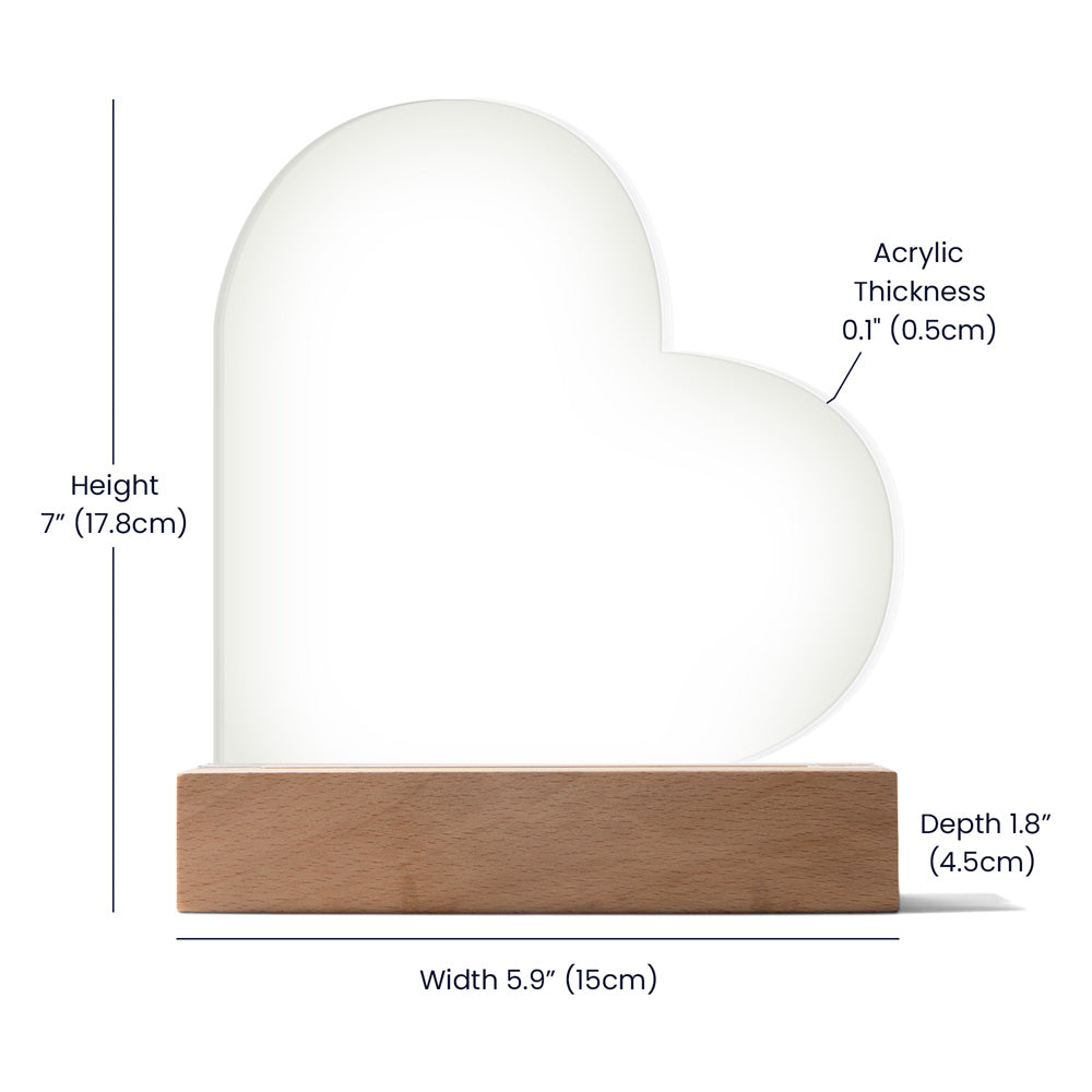 Glowing with Love: Printed Heart Acrylic Plaque for My Love