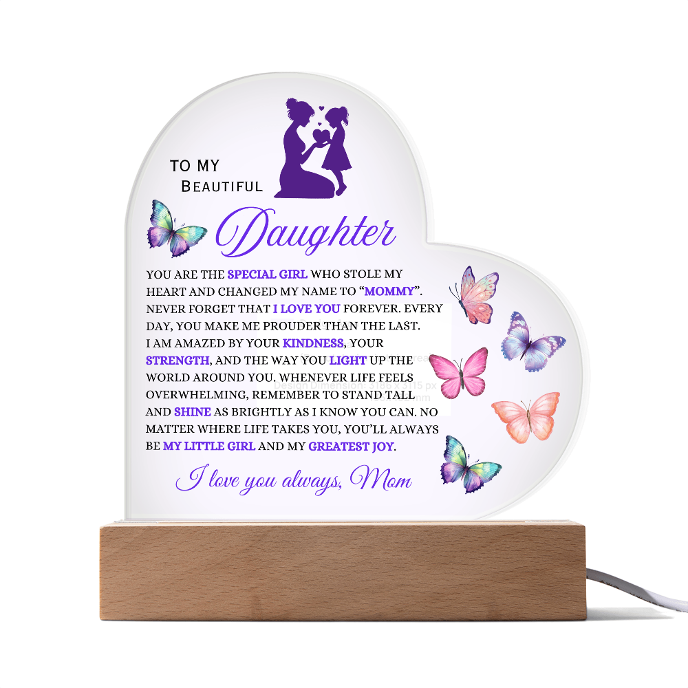 Heart Acrylic:  A Mother's Love for her Daughter Illuminated