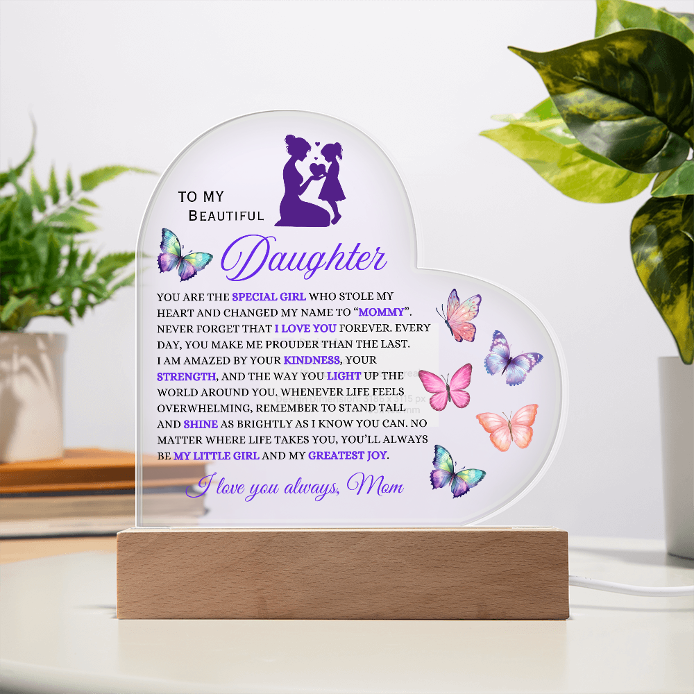 Heart Acrylic:  A Mother's Love for her Daughter Illuminated