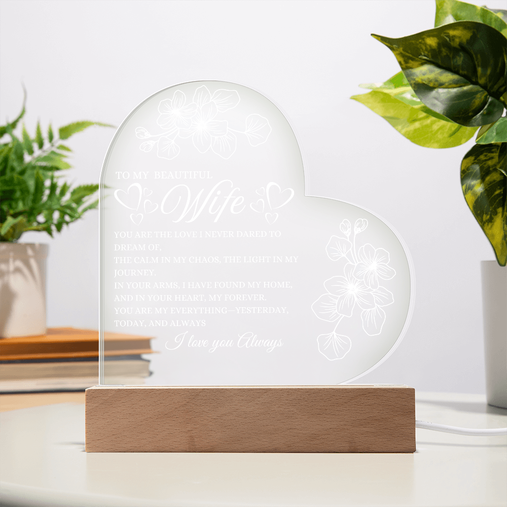 Glowing with Love: Printed Heart Acrylic Plaque for My Wife