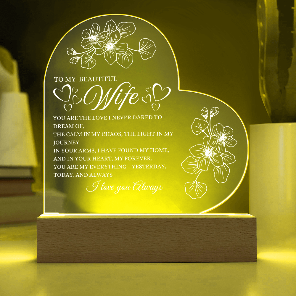 Glowing with Love: Printed Heart Acrylic Plaque for My Wife